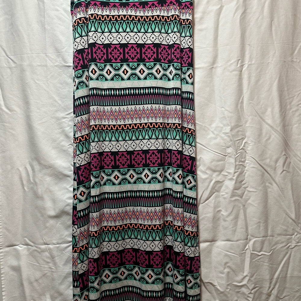 Boho Aztec Print Maxi Skirt | Stretchy, Soft & Comfy (Size XL)
